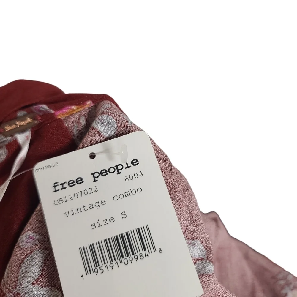 NWT Free People Vintage Combo Floral Mock Neck Long Sleeve Mini Dress S